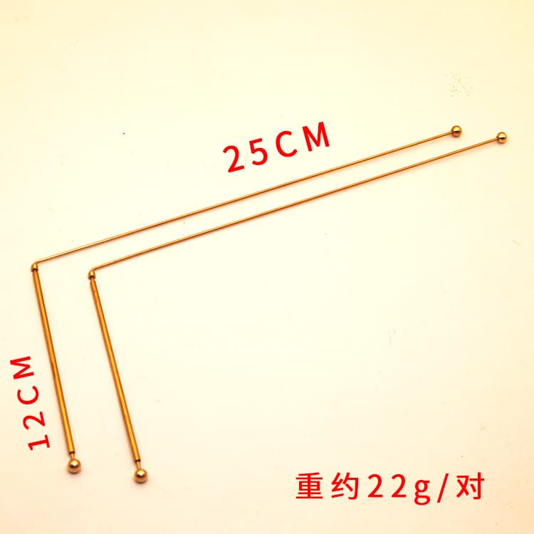Factory wholesale small fine brass dowsing rods pair water vein detector antenna type