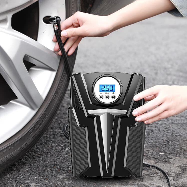 Dai Sheng 208 car air pump wired metal cylinder inflator 12v high power digital display single cylinder car air pump