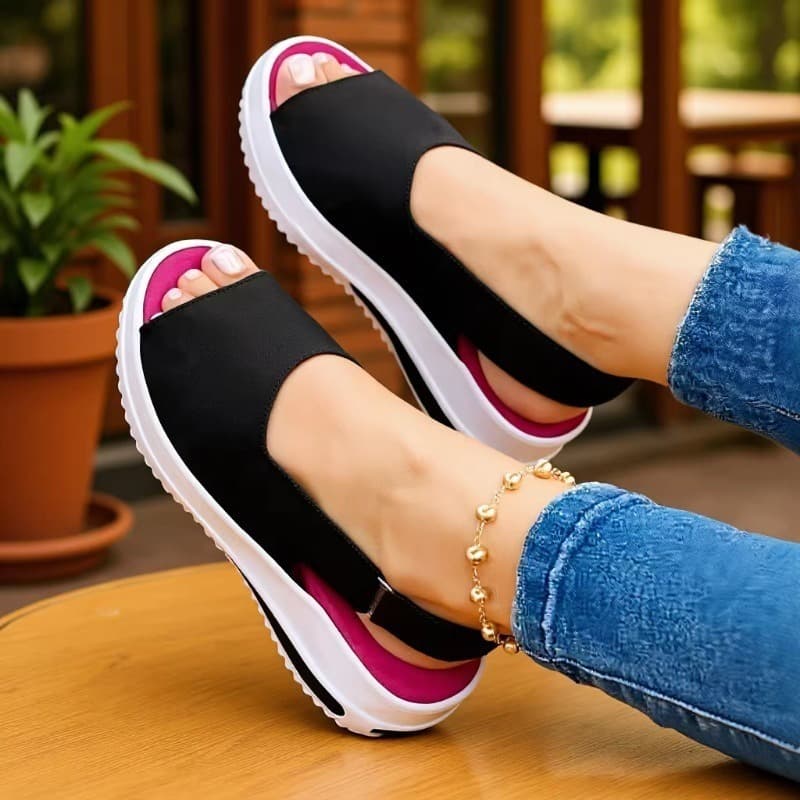 Amazon Platform Thick Sole Women's Velcro Casual Peep Toe Sandals, Wholesale Versatile Velcro Design