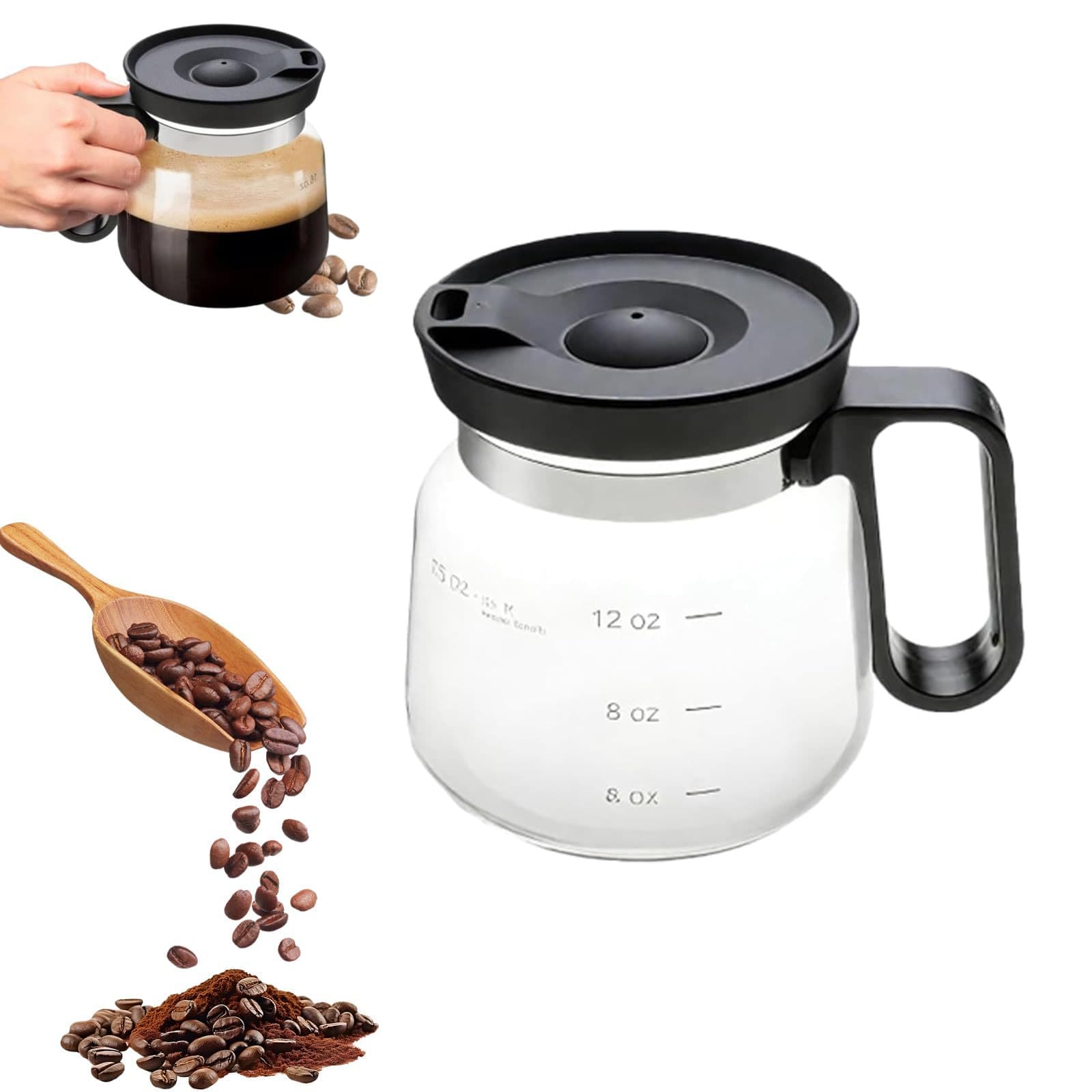 16-ounce glass coffee cup, heat-resistant large-capacity transparent glass tea cup with handle and straw lid.