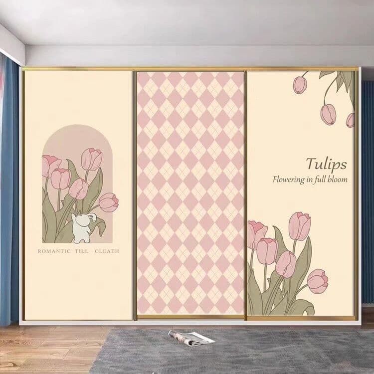 Ins Nordic-style creative bedroom wallpaper, full-sheet self-adhesive for wardrobe and door renewal.