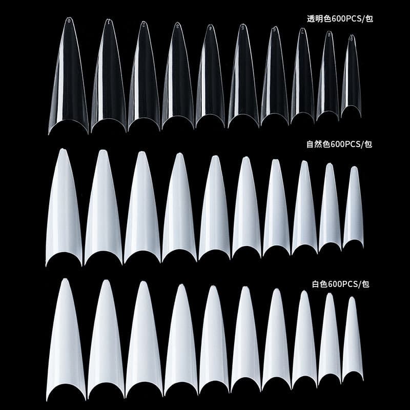 French Tip Fake Nails Manicure Salon Ghost Nail Tips Bagged 600 Piece Set Acrylic Nail Extensions Ladies Transparent