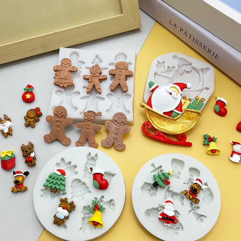 Christmas Santa Claus Mini Christmas Tree Deer Snowman Silicone Mold DIY Chocolate Mousse Fondant Mold