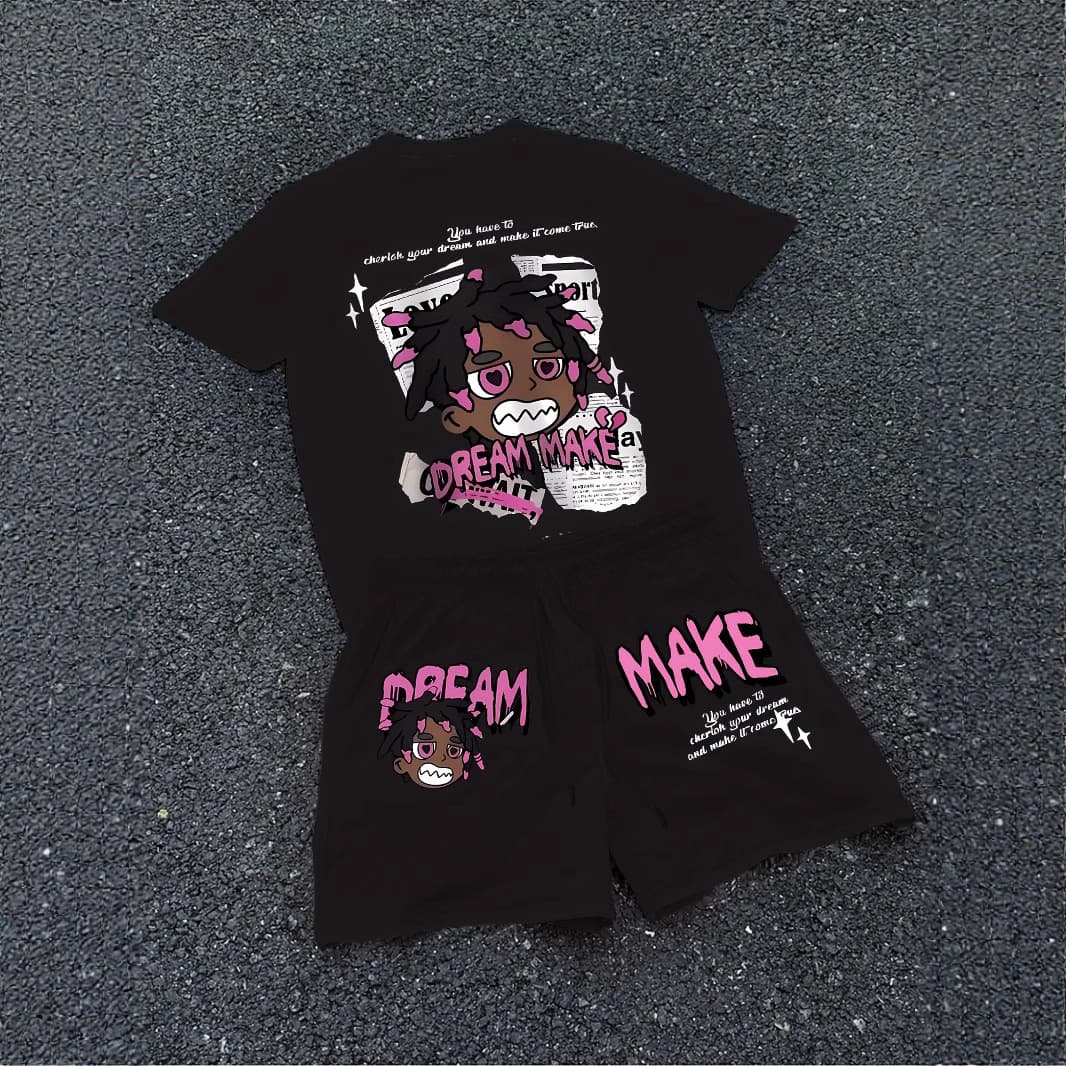 Cross-border Trade Summer Men's New 3D Print Anime Cartoon Set Casual Fashion T-Shirt and Shorts Set