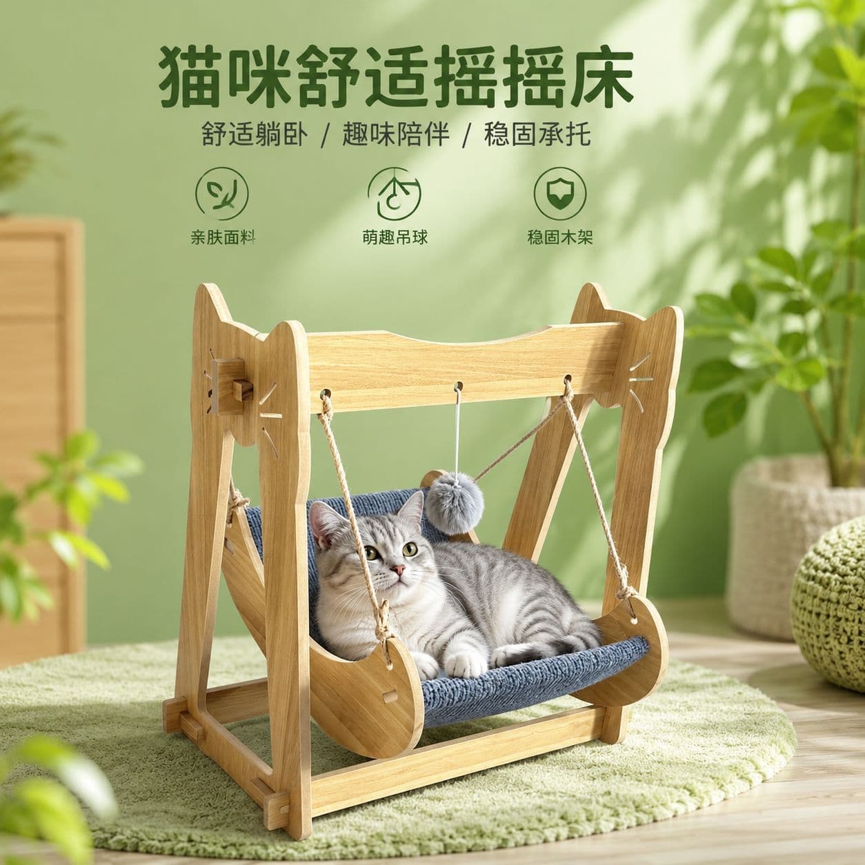 In Stock Solid Wood Pet Cat Hammock Cot Suspended Removable and Washable All-Season Dog Small Bed Factory Direct Wholesale