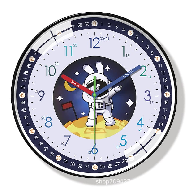Cross-border Wall Clock 16-inch Cartoon Learning Clock, Living Room Silent Clock, Student Wall Clock, Children's Room Wall Clock Wholesale