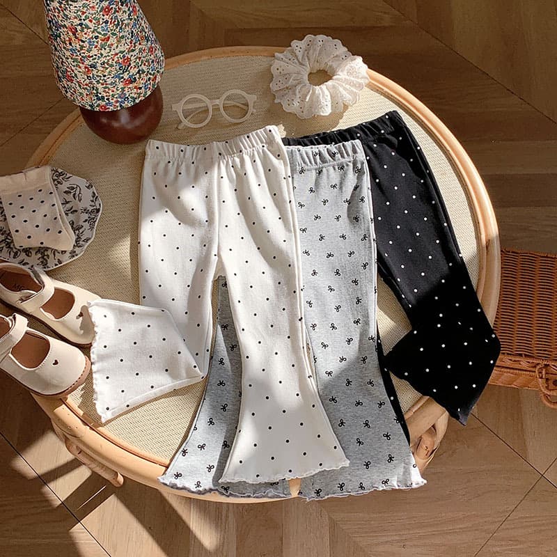 Girls' Polka Dot Flare Pants Spring/Summer Children's Bottoming Pants Korean Style Mosquito-Proof Pants Baby Girl Fashionable Flare Pants