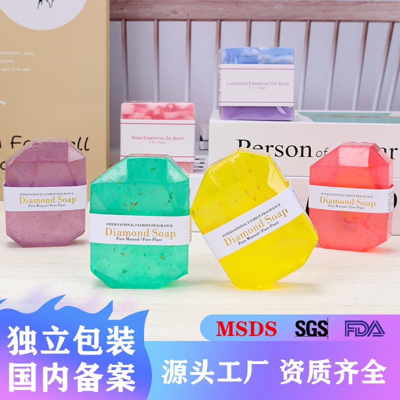Cross-border Hot-selling Gem Soap - Gift-ready Gold Foil, Diamond, Heart-shaped Bath Soaps, Handmade Soap Wholesale