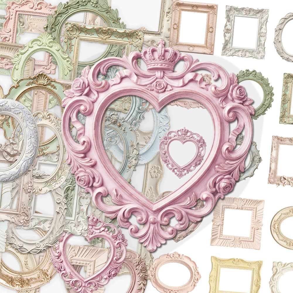 50 Retro Photo Frame Border PET Stickers, Simple and Unique Creative Exquisite DIY Decorative Stickers Wholesale