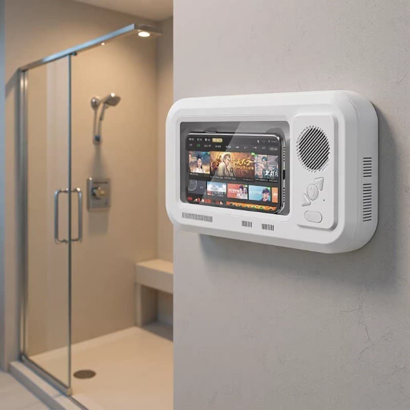 New Bathroom Waterproof Touchscreen Phone Box Fixed Holder Shower Drama Watching Essential Bluetooth Mini Speaker Portable