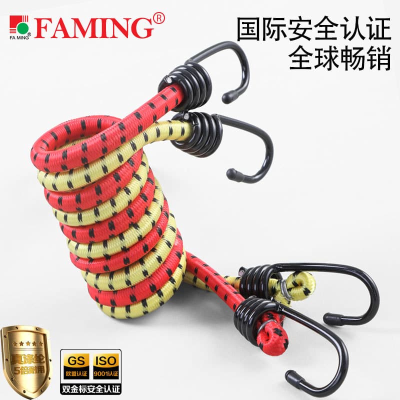 Elastic Luggage Strap with Hooks, Rubber + Polyester Outer Cover, Customizable Color, Thickness, and Length