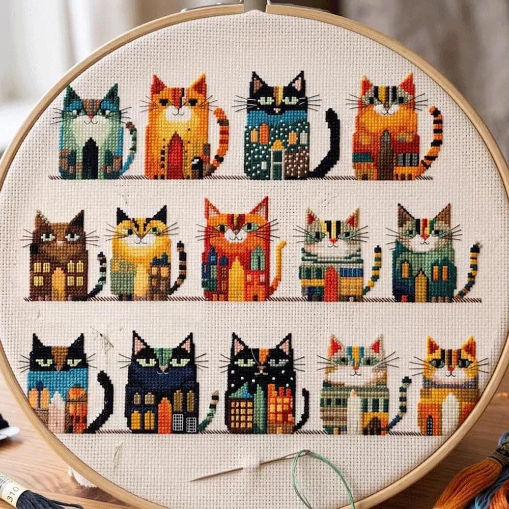 Whimsical Cat Houses Cross Stitch Kit S