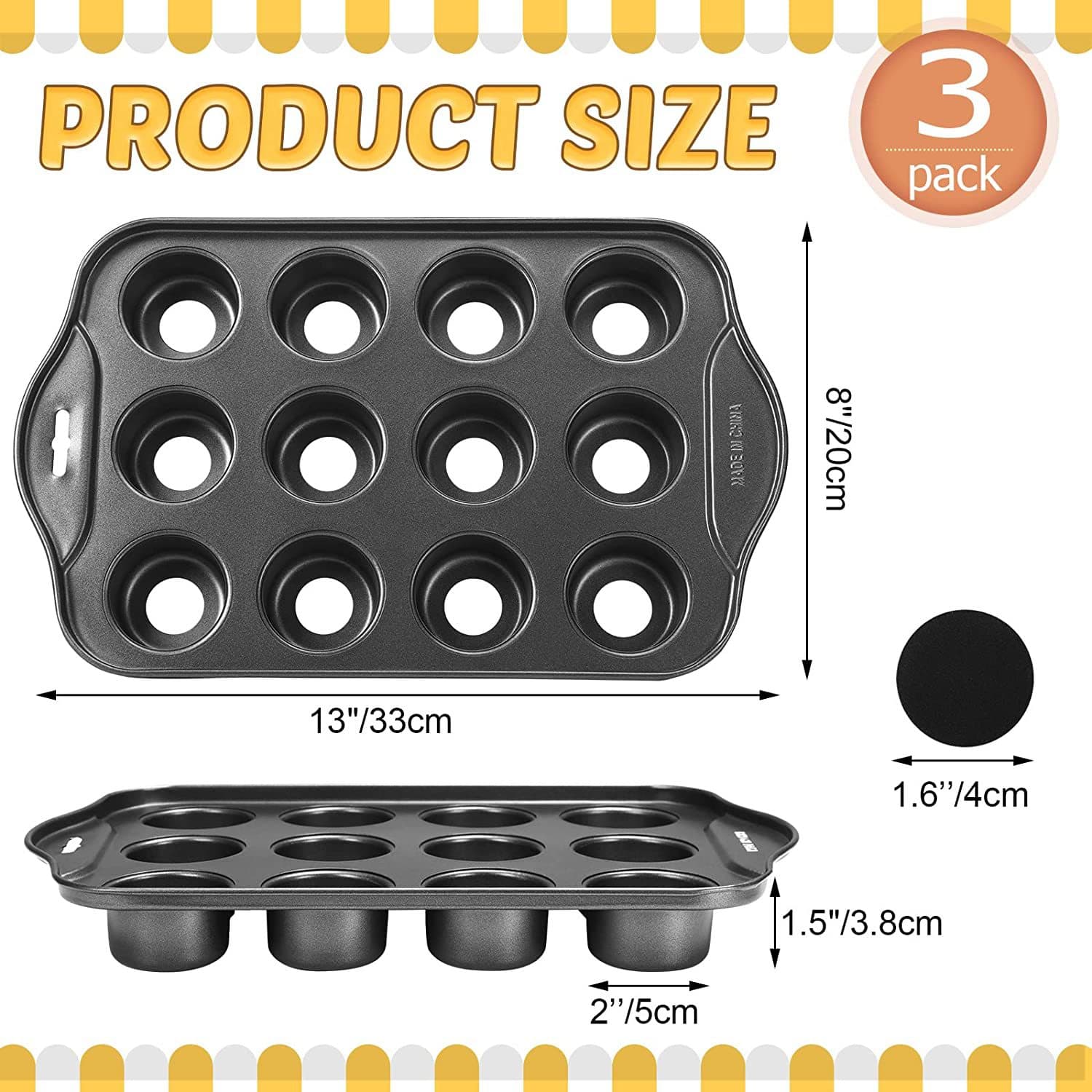 Home Use 12-Cup Mold Bottom Detachable Cake Connector Model Carbon Steel Muffin Cup Non-Stick Cake Mold Easy to Clean