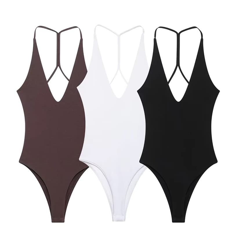 Sexy Backless One Piece Swimsuit Women's Beachwear Tight Pure Color Fashionable for Young Girls Chinese Brand AE Stock