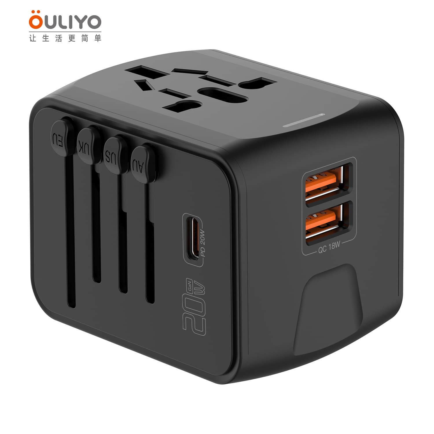 New Smart Recognition Output Converter Plug 3 USB + Type-C Travel Adapter for Business Study Abroad