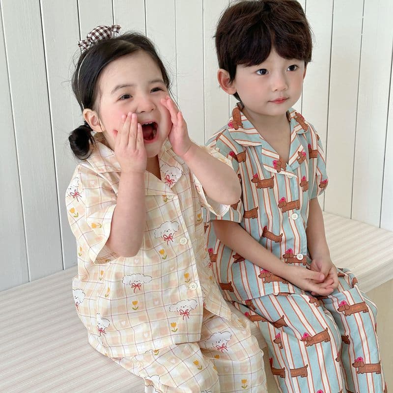 Cross-Border Kids' Summer Homewear Set Short-Sleeve Long Pants New Pajamas Baby Cute Casual Two-Piece