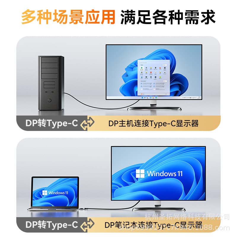 Jiesen Type-C to DP Cable 1.4 Adapter 1.2 Connector 8K Conversion 4K 240Hz Compatible with Mac/Apple 17