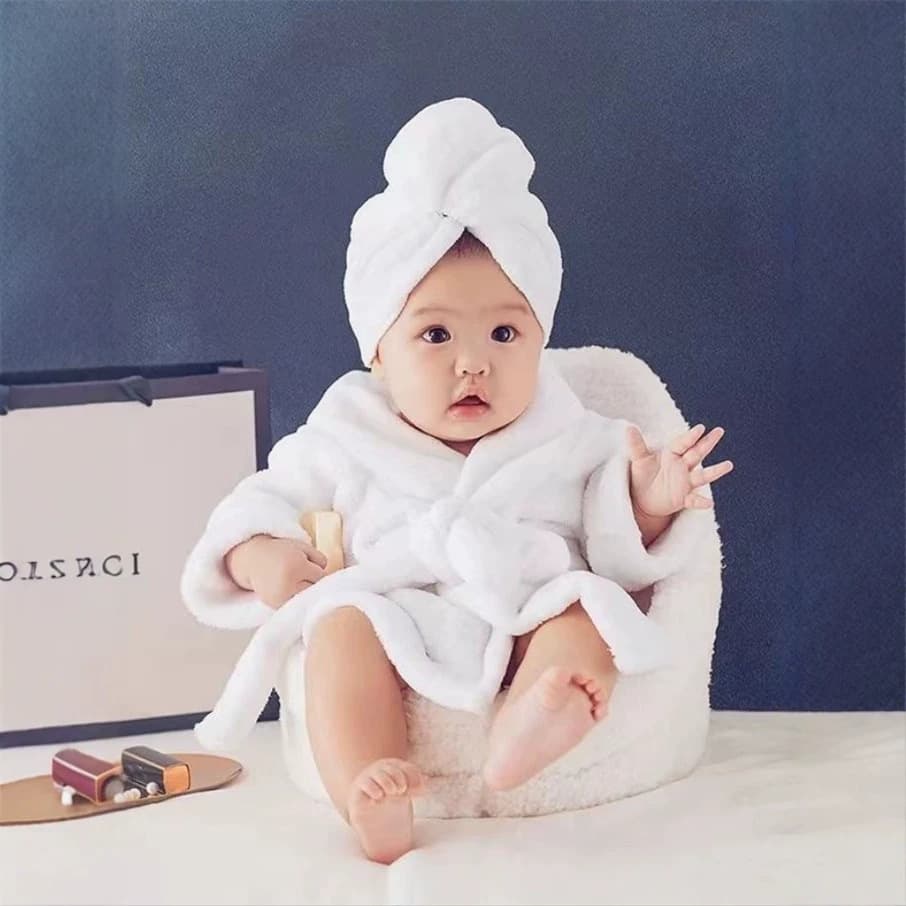 Newborn Photography Bathrobe Baby Bath Pajamas Studio Photo Clothing Baby Thickened Coral Fleece Bathrobe Pajamas