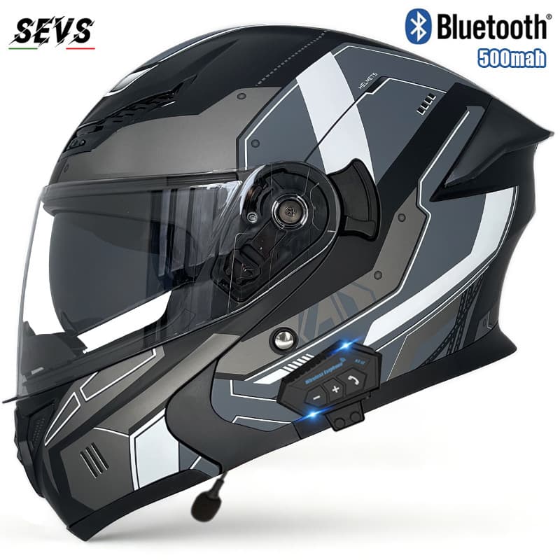 New National Standard Motorcycle Flip-Up Helmet, Four-Season Universal Dual Visor, Full Face Helmet for Men and Women, Warm, Bluetooth Headset Compatible
