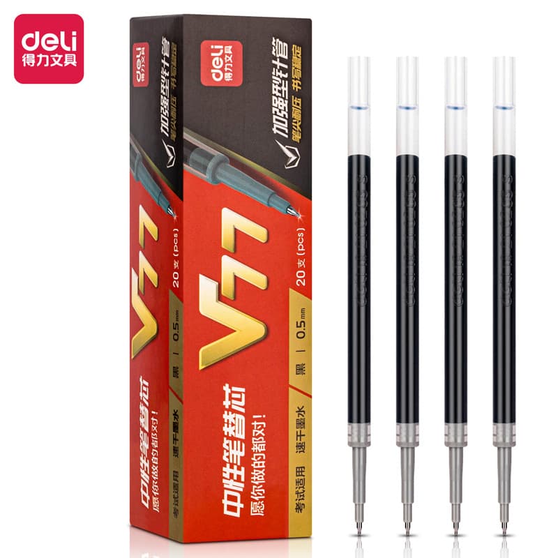 Deli V77 Lianzhong Sanyuan Student Stationery Black Refill 0.5mm Smooth Gel Pen Refill Office Supplies Wholesale