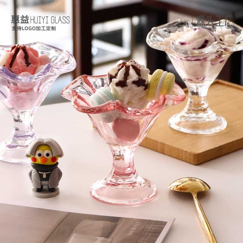 ins Internet celebrity petal dessert bowl thickened tall ice cream cup household yogurt fruit pudding glass cup