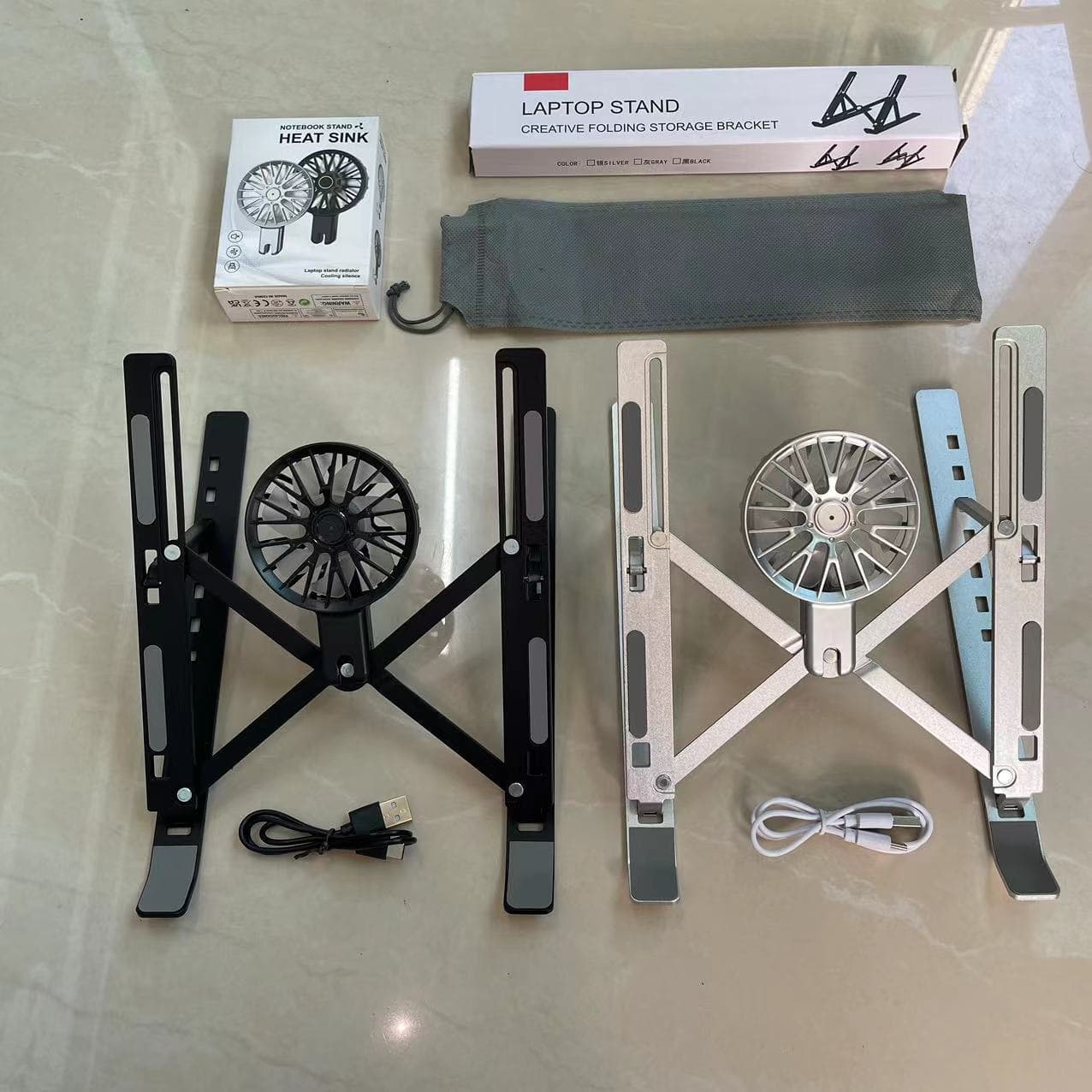 Notebook Aluminum Alloy Computer Cooling Stand with Detachable Fan, Portable Storage, and Adjustable Height