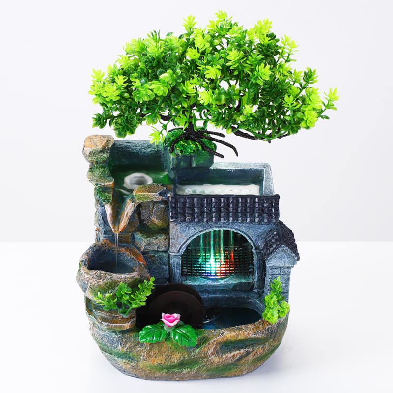 Modern Simplicity Mountain Water Landscape Office Desk Living Room Fountain Decoration Artificial Resin Craft Business Gift