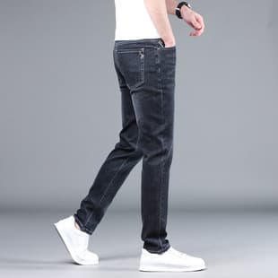 Summer Men's Jeans Slim Stretch Small Straight Leg Thin Comfortable Soft Mid-Rise Denim Pants