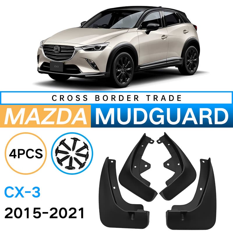 Mud Flaps for Mazda CX-3 2015-2021 Car Tire Fenders, Soft Rubber Mudguards for Export Cross-Border