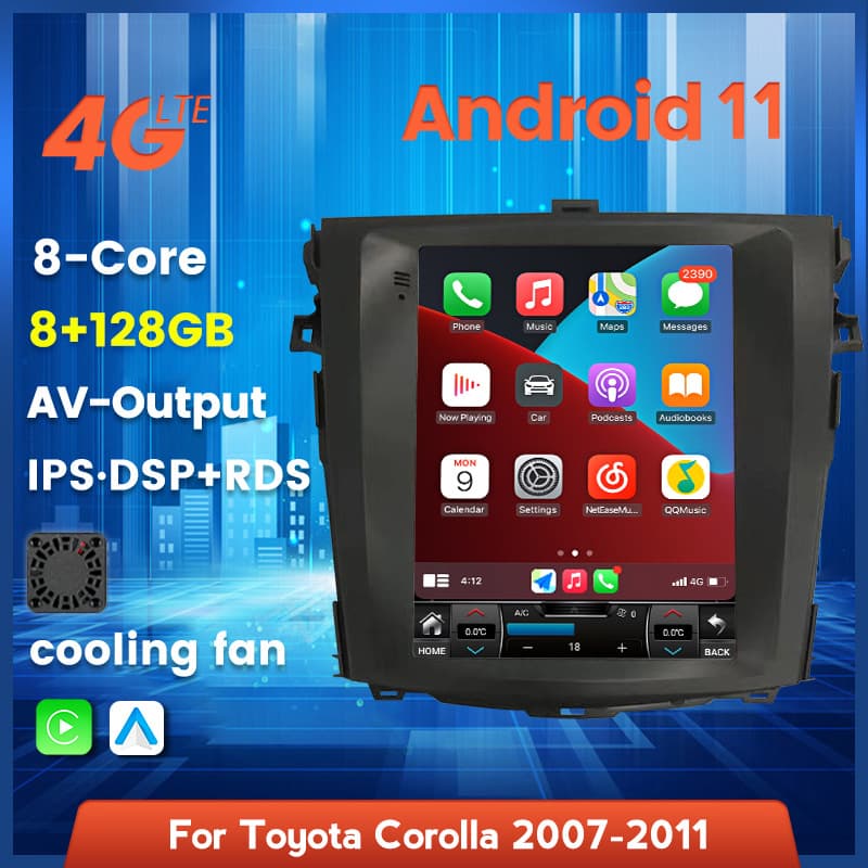 Vertical Screen Navigation Android Car Stereo for 2006-2013 Toyota Corolla with Automatic Climate Control