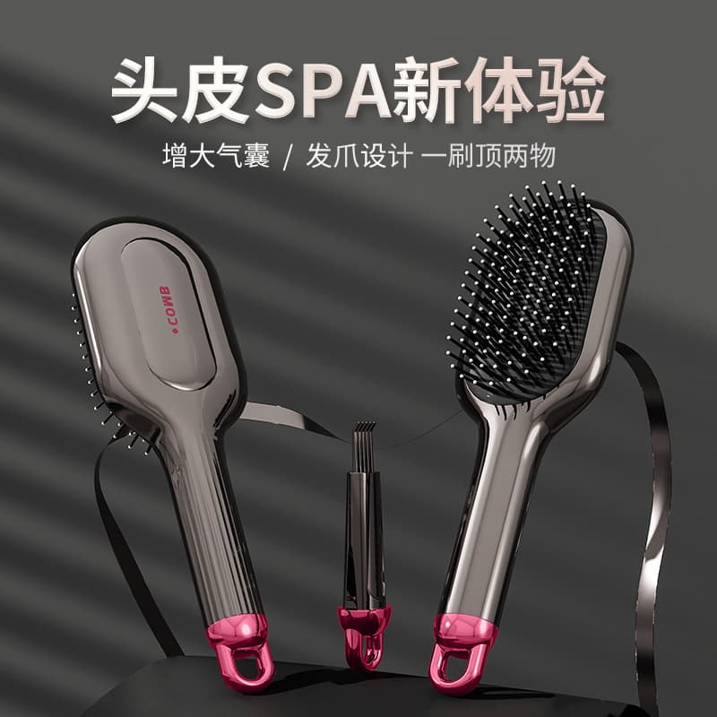 Cushion Scalp Massage Brush for Women, Long Hair Anti-Tangle Detangling Tool, Household Ribbed Volumizing Air Cushion Comb