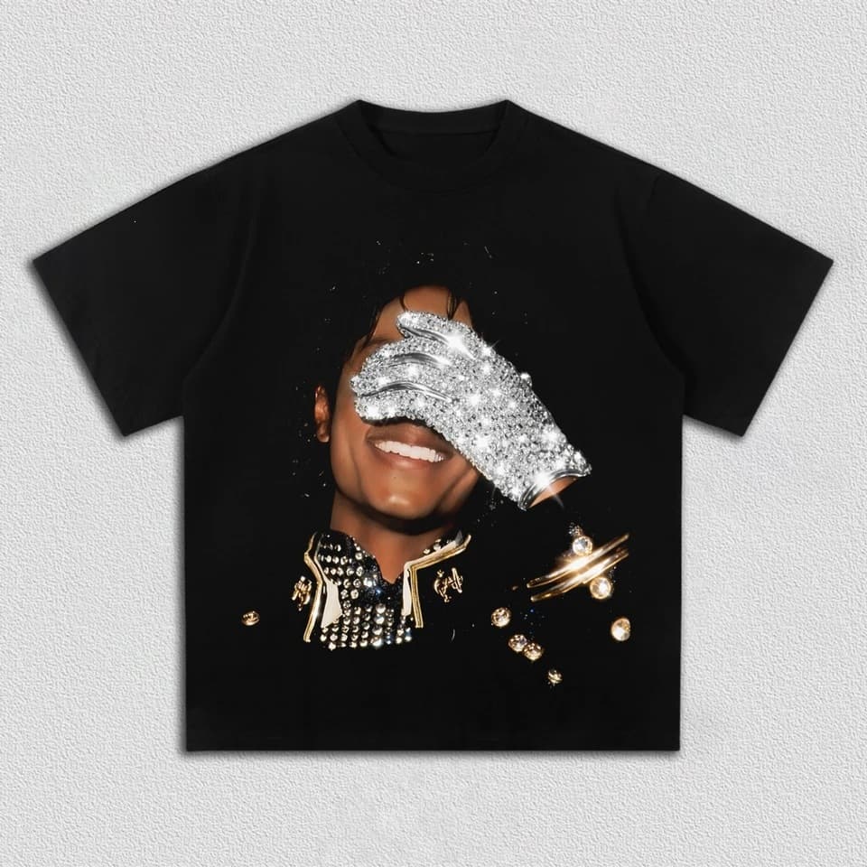 Summer Men's MJ Michael Jackson Printed 100% Cotton Neutral O-