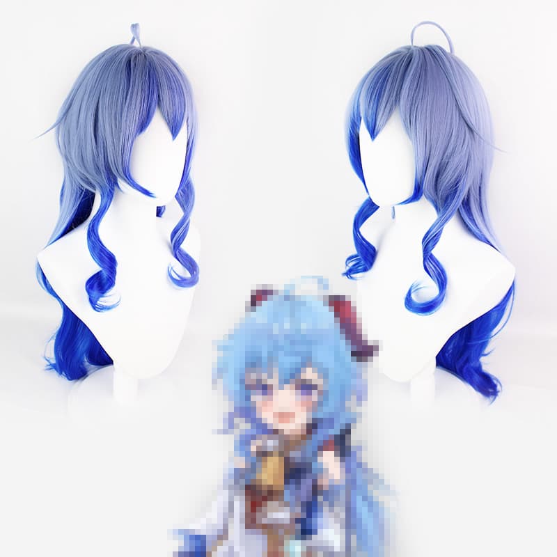 Blue Gradient Long Hair Wig Realistic Skin Tone Cosplay Hairpiece Dyable High Temperature Silk for Any Face Type Cosplay Accessory