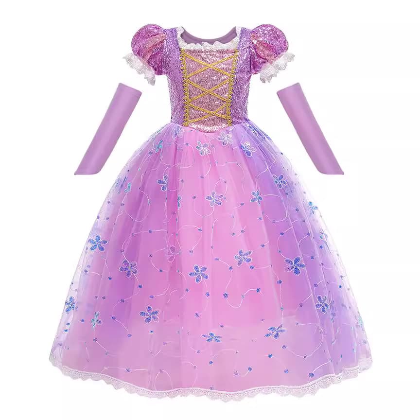 2025 European and American New Style Rapunzel Princess Dress for Girls Halloween Christmas Performance Gown