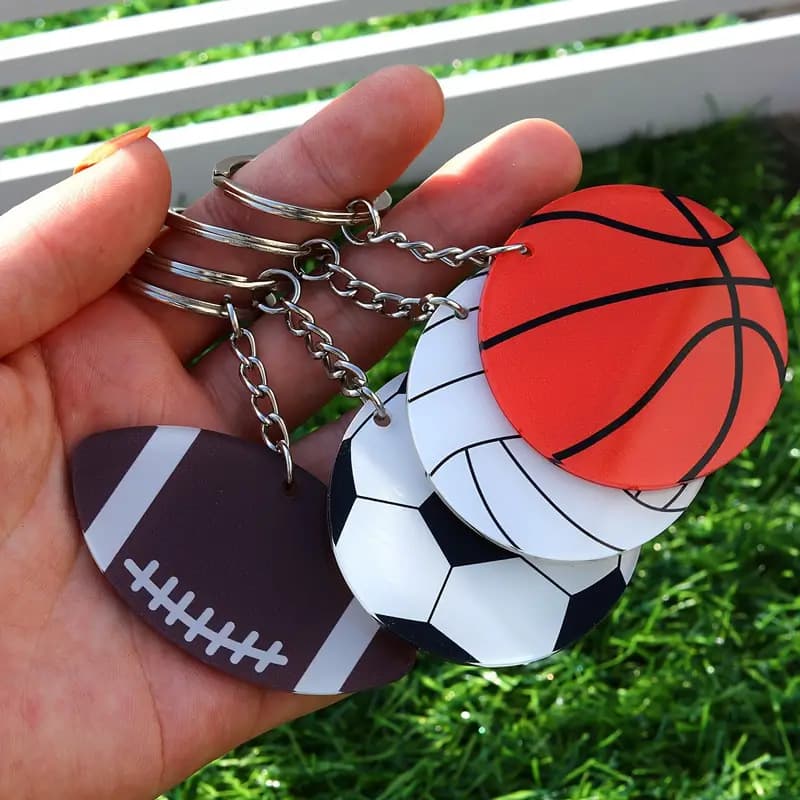 Cross-border Creative Keychain Acrylic Football Baseball Basketball Volleyball Keychain Sports Gift