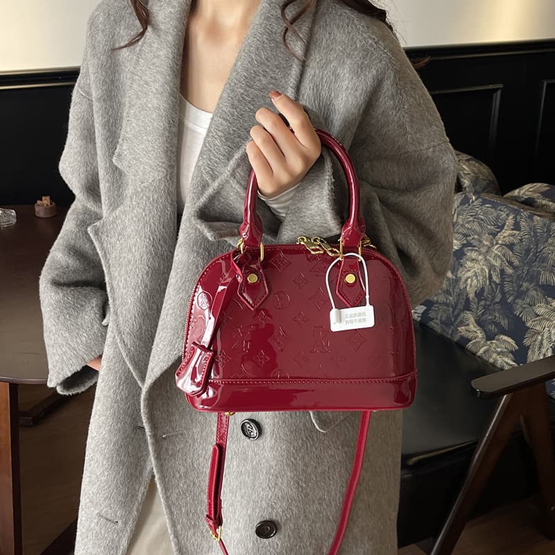 Women's Handbag Embossed Leather Bag for Women 2025 New Patent Leather Glossy Women's Crossbody Handbag Shell Bag