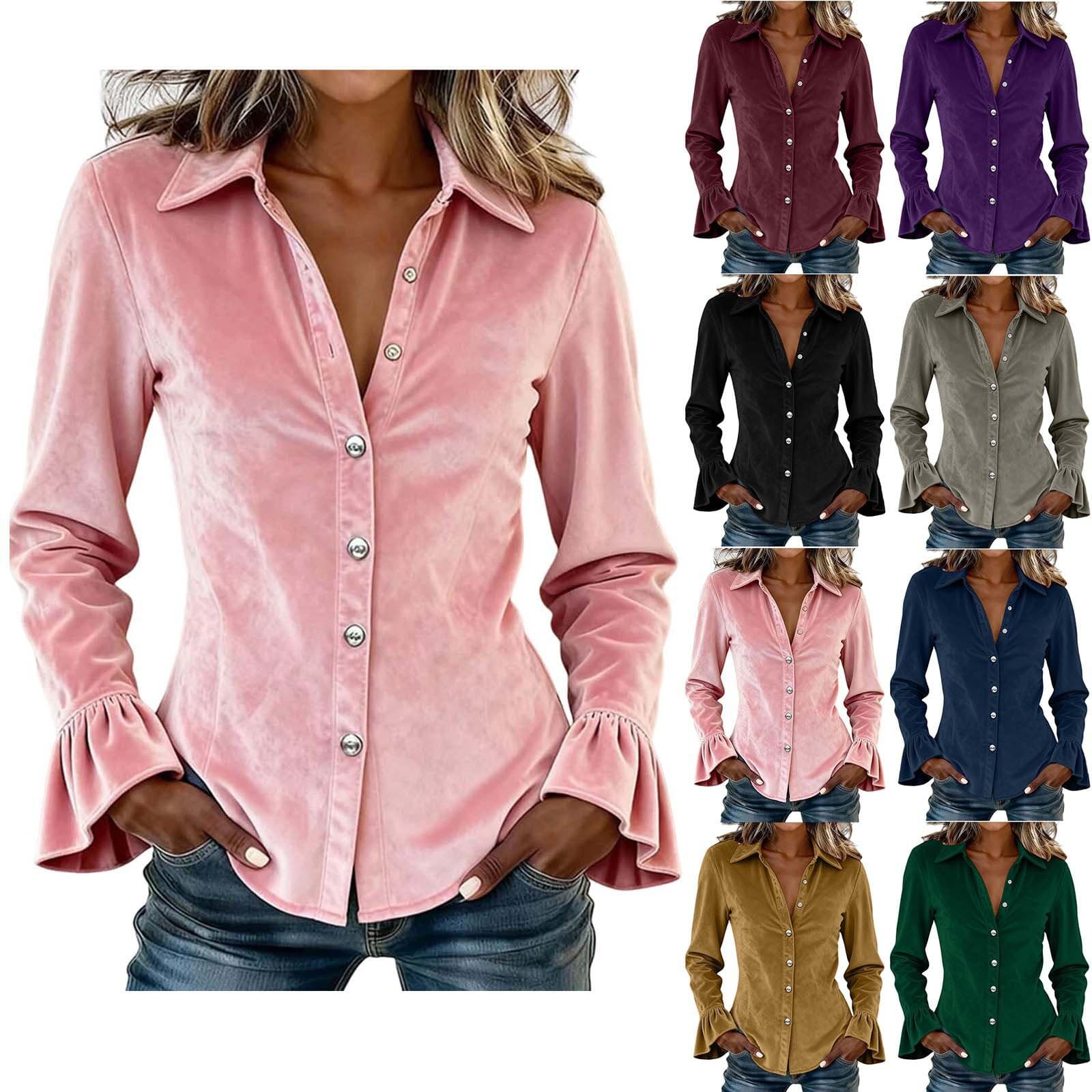 2026 cross-border Amazon new women's gold velvet regular button long-sleeved shirt casual and versatile series
