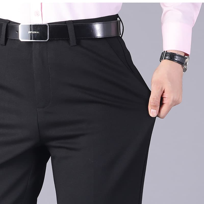 Spring and autumn trousers for men, casual trousers for men, black thick and thin elastic slim business trousers for men, suit trousers for men