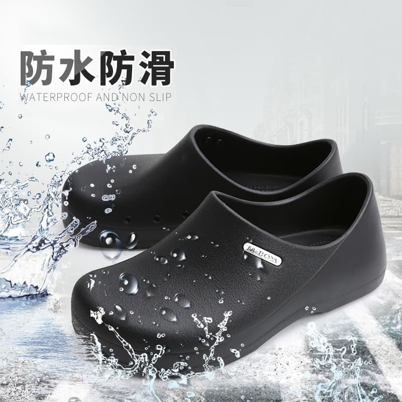 Factory Wholesale Export Oil-Proof Waterproof Hotel Kitchen Chef Work Shoes EVA Slip-Resistant Steel-Toe Slipper Shoes