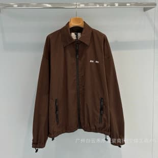 Miu-style [Shenzhen Nanyou] 26 New Brown Jacket Coat Retro Turn-Down Collar with Multi-Pocket and Drawstring Cuffs