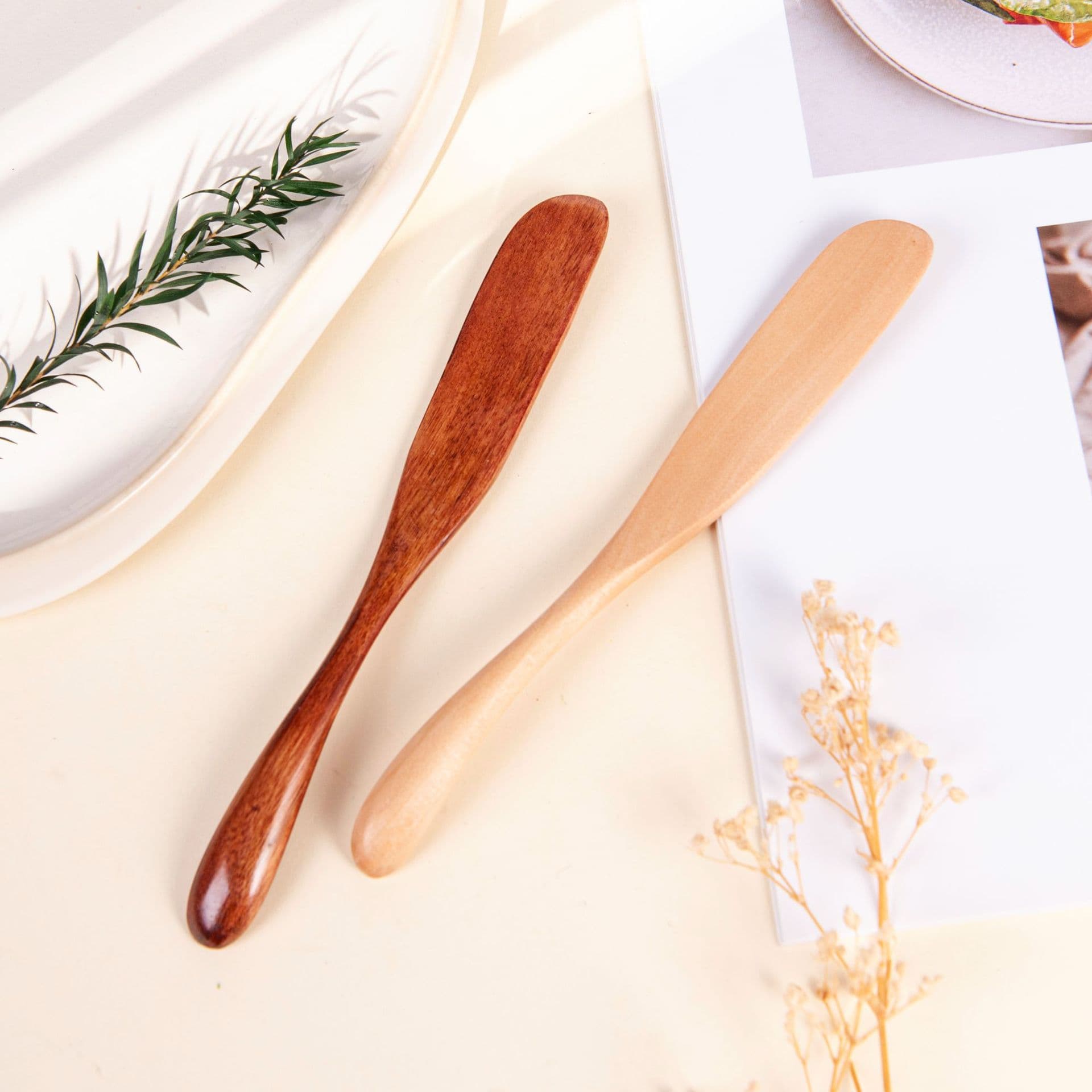 Butter knife wooden dumpling spatula wonton filling dumpling spatula tableware knife and fork ready-made stuffed wonton blunt jam knife
