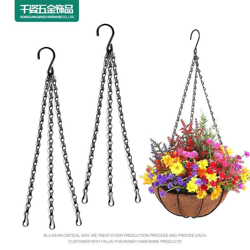 Amazon Garden Hanging Planter Chain Black Double Figure 8 Flower Basket Chain Plant Hanger Chain for Bonsai Birdcage Iron Chain