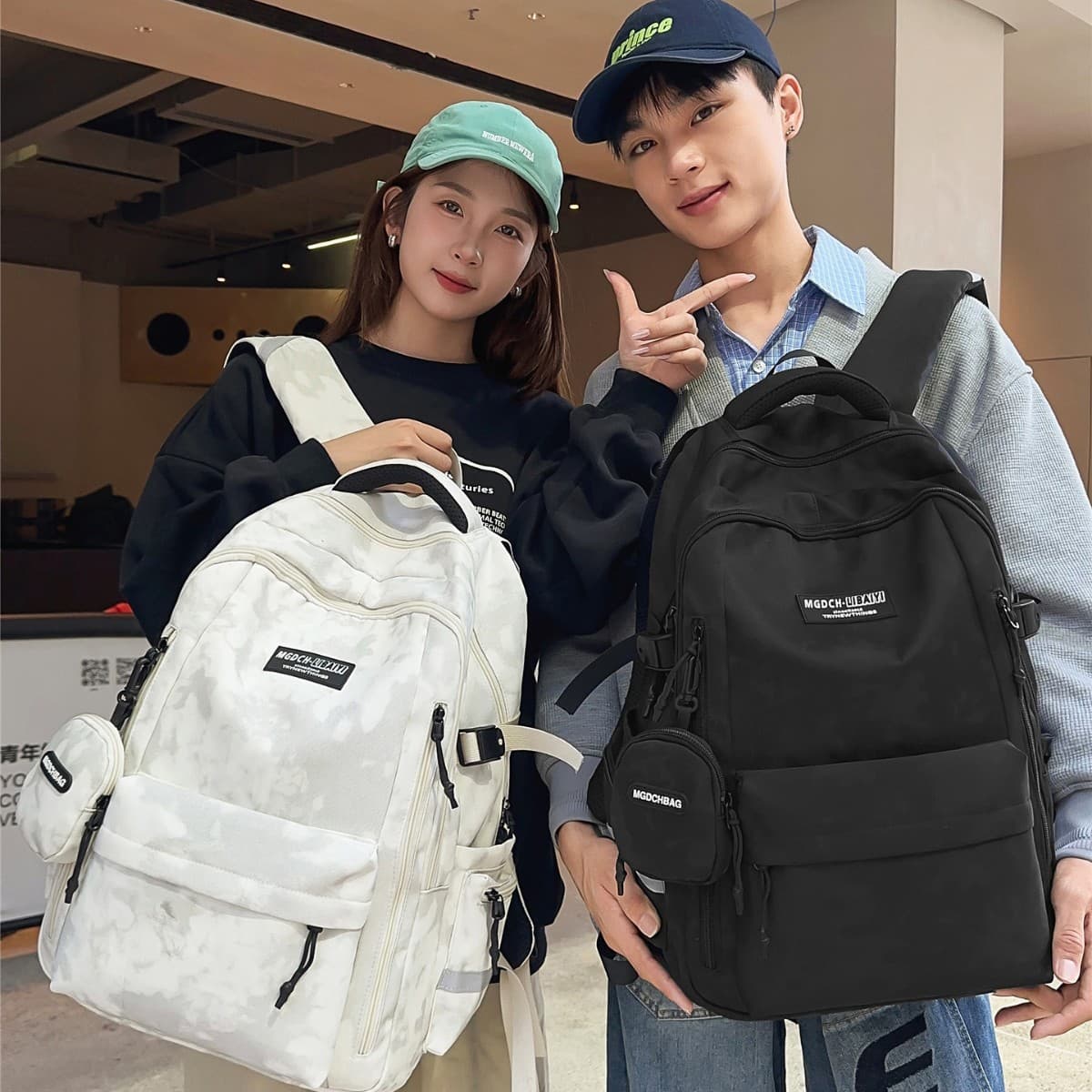 Couple Backpack Korean Ins Style Solid Color, Casual Versatile School Bag, Middle & High School Student Large Capacity
