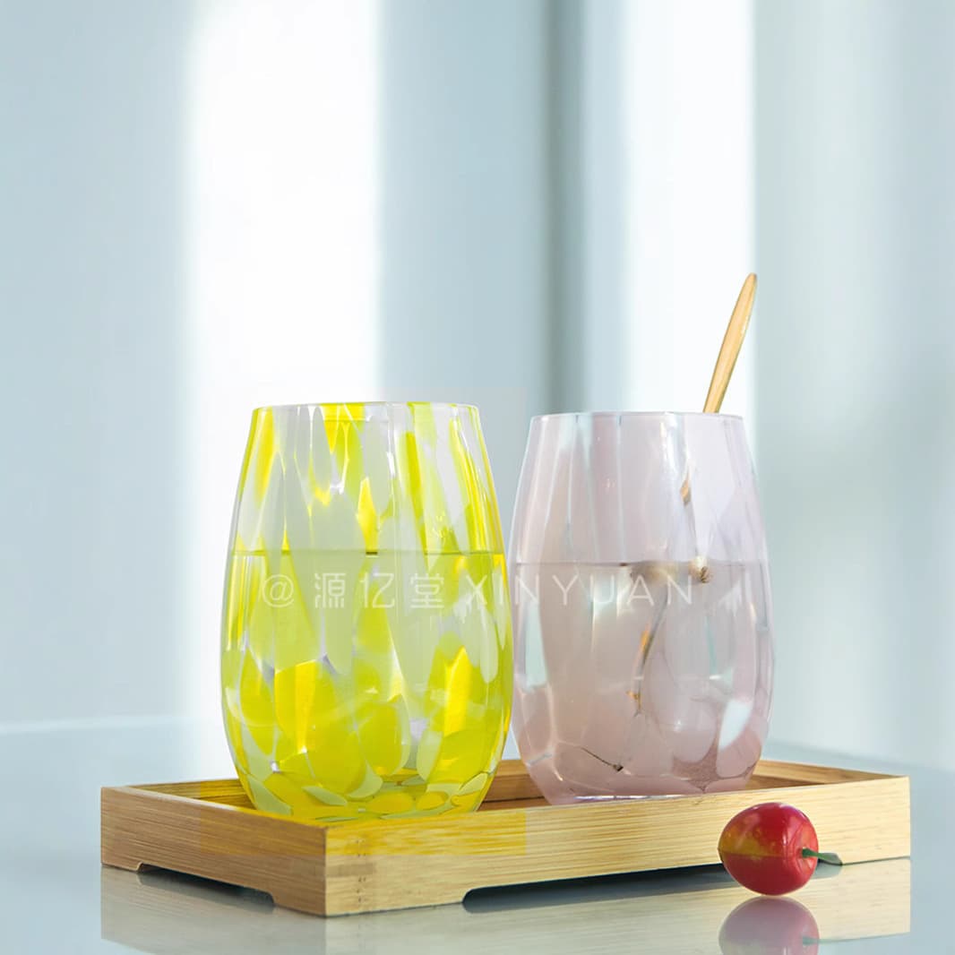 Polka Dot Glass Water Cup Wholesale Colorful Hand-Blown Glass Juice Cup Household Cold Water Cup Egg Cup
