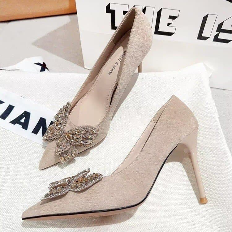 French Wedding Shoes for Bride, Two-Way Wearable, Comfortable, High-End Crystal High Heels for Wedding Dress and Show Dress