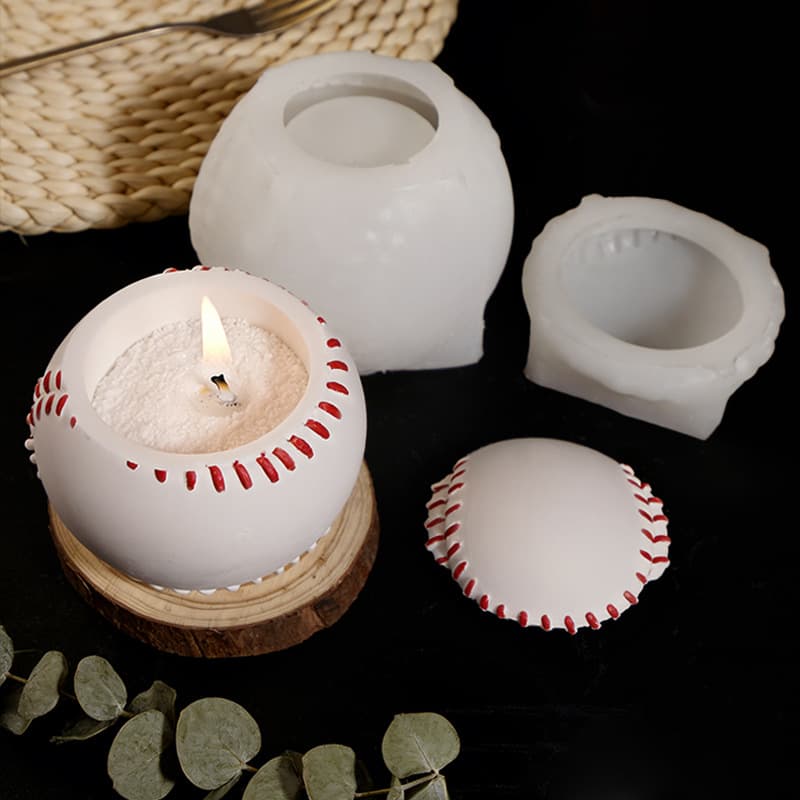 Round baseball storage box plaster mold DIY candle jar baseball storage box flower pot plaster silicone mold