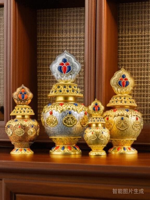 Dragon King Bottle, Eight Auspicious Symbols, Lotus Flower, Pure Copper Alloy Bottle, Respectfully Decorated, Can Be Used to Contain Wealth God Mani Milk Bottle
