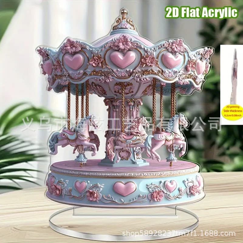 Holiday creative new dreamy carousel 2D flat home art decoration desktop acrylic ornaments