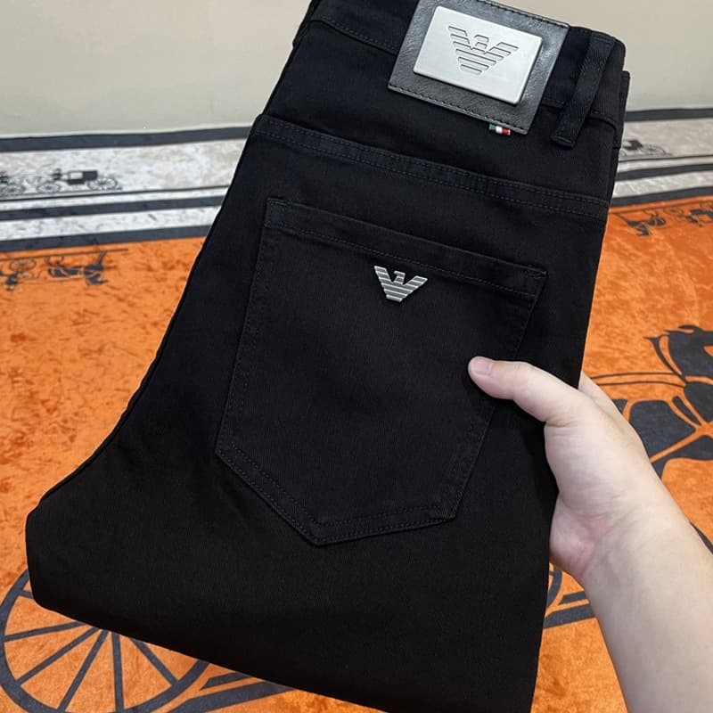 European Style Pure Black Jeans Men Spring Autumn Loose Straight Korean Version Washed Stretch Slim Casual Long Pants Trendy