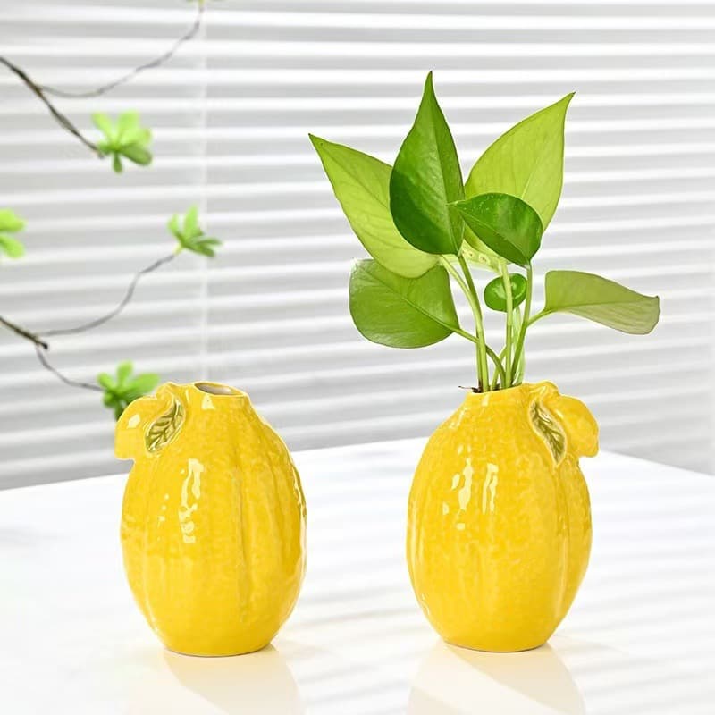 Lemon hydroponic vase ceramic desktop living room entrance hydroponic ceramic vase flower arrangement living room decoration kitchen
